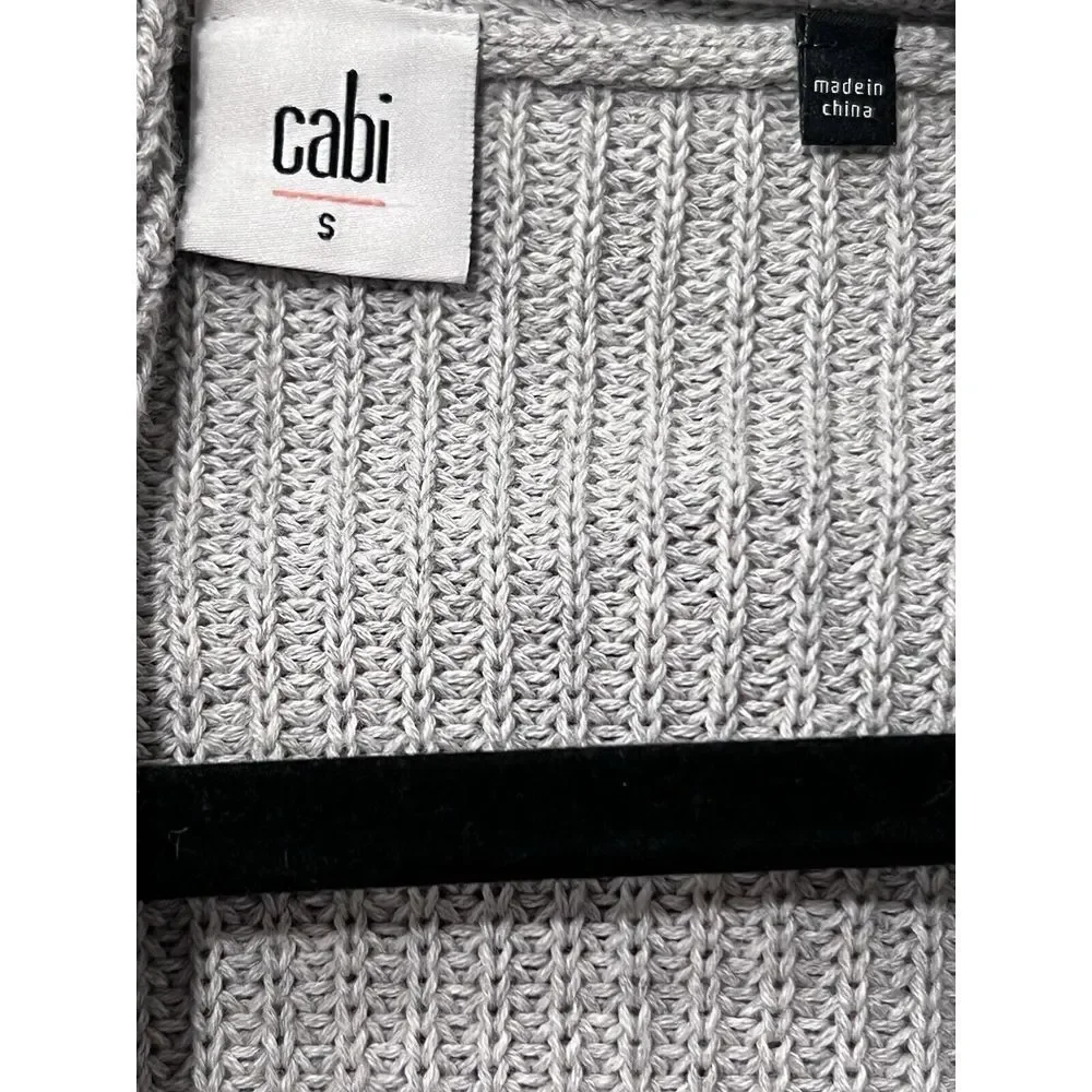 CAbi Sweater 5445 Exhale Gray Ribbed Knit Belted Tie‎ Waist Cardigan Size Small - Picture 3 of 4